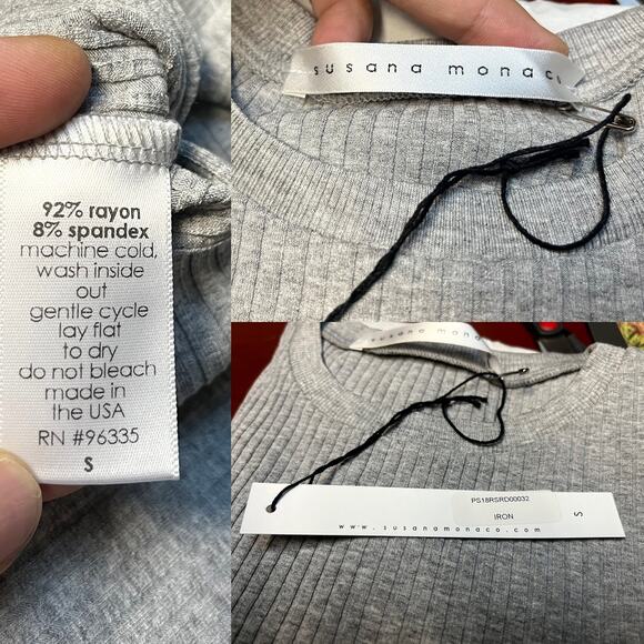 SUSANA MONACO Ribbed Jersey Knit Dress Sheath Midi Cap Sleeve Crewneck Small NWT - Picture 5 of 9